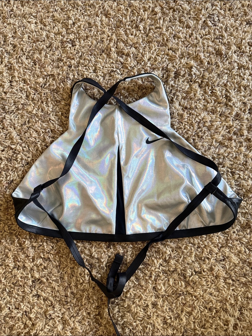 Nike Holographic Silver Reversible Tie Back Sports Bra